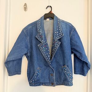 Just USA Blue Denim Jacket with Colorful Studs